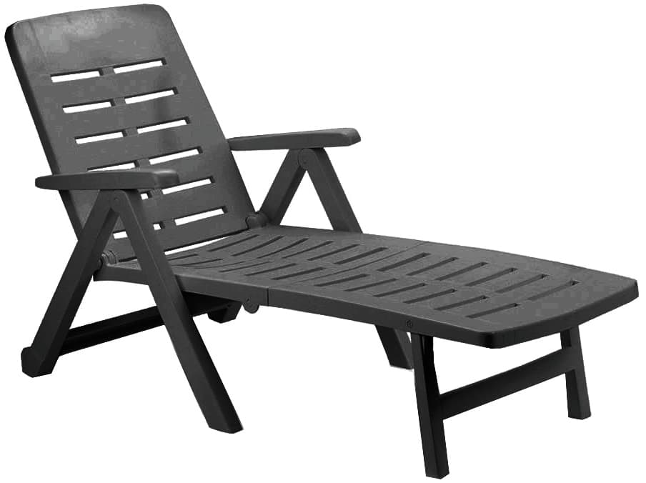 Lettino Pieghevole con Ruote Smeraldo Cm 189 x 72X96 H Colore Antracite - 2