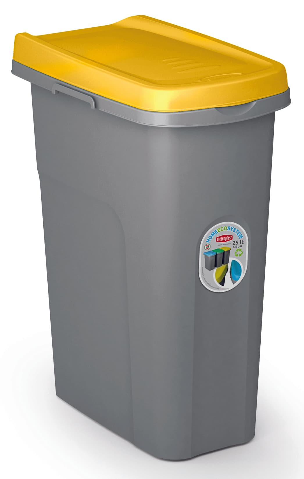 Pattumiera Eco System L 25 cm 39 x 24X51 H Grigio Giallo Stefanplast - 2