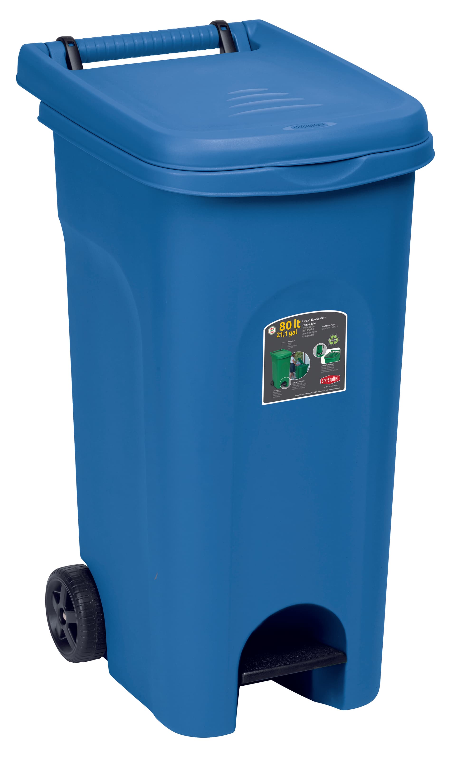 Bidone Urban Eco System L 80 Colore Blu Stefanplast - 2