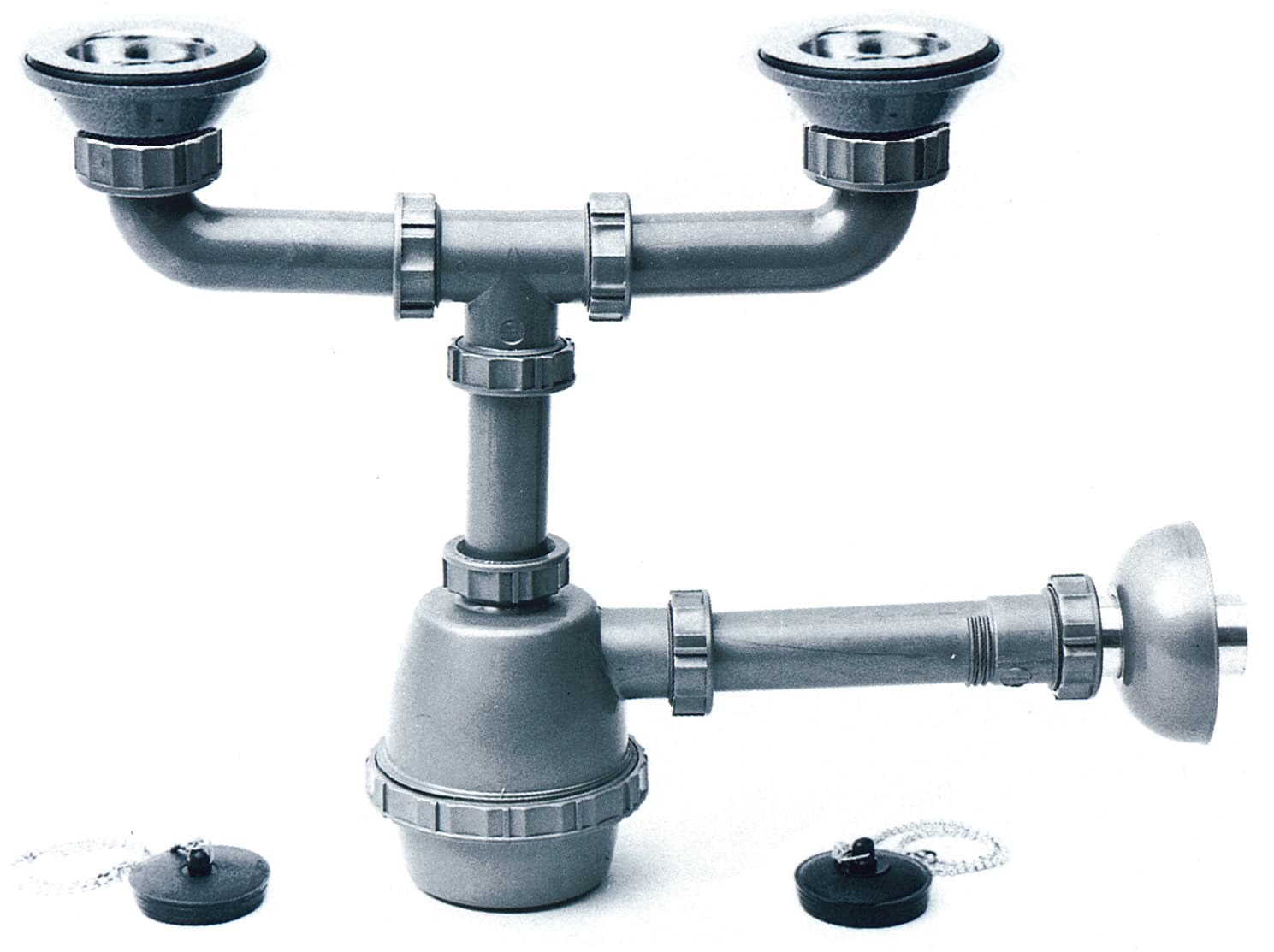 Sifone in Plastica a 2 Vie con Pilette Misura 1.¼ - 2