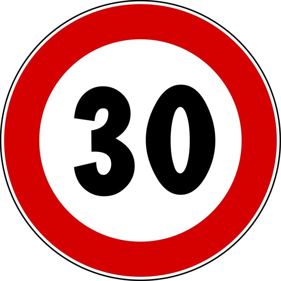 Segnale ' Fig 50 Km H 30 Debverona Limite Massimo di Velocita – Autres