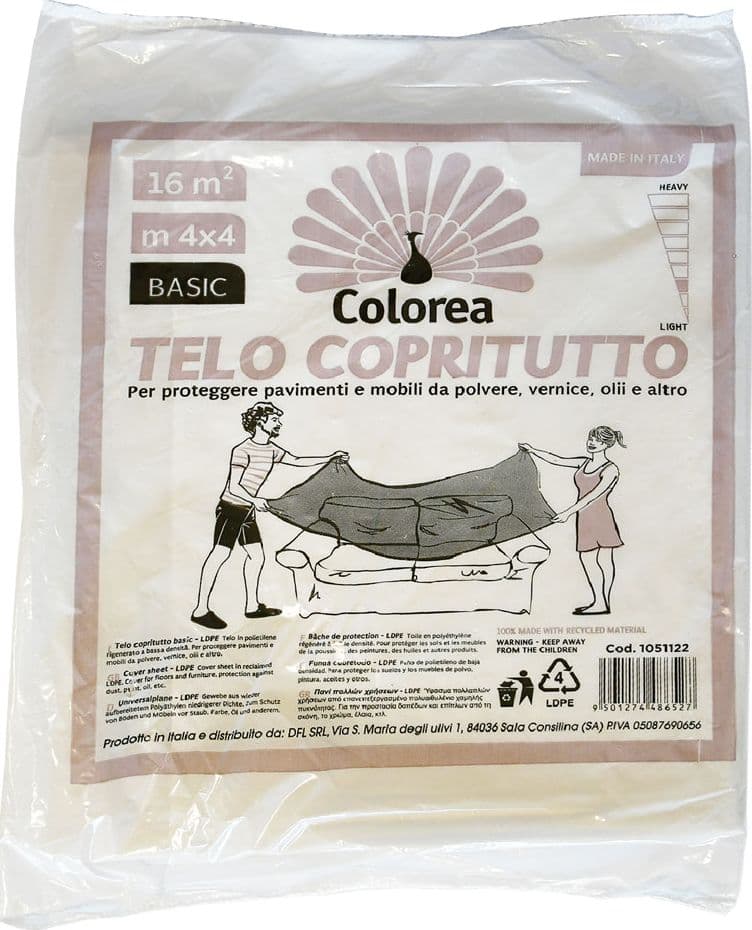 Telo Copritutto Multiuso Colorea 150 Gr Circa 60 Pezzi 4 X 4 Mt