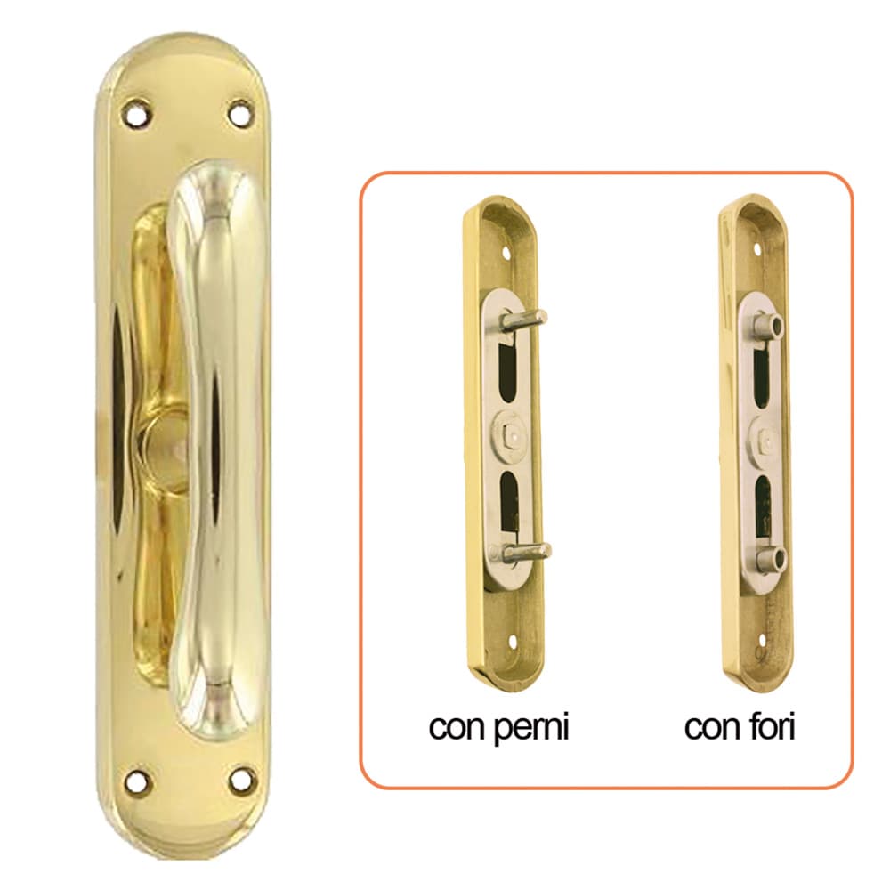 Cremonese con Fori Forme Goccia Oro Lucido Verniciato 2 Pezzi - 2
