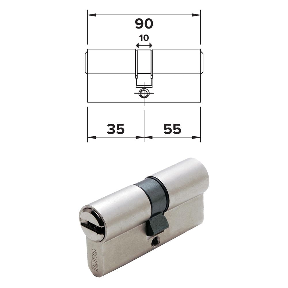 Cilindro Sagomato +10+50 = 90 (35+55) Iseo R6 Plus in Acciaio Inox 30 mm – Iseo Serrature