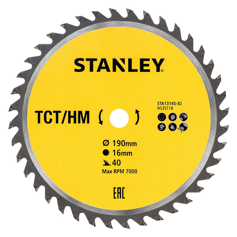 Lama per Sega Circolare Foro 16 mm Stanley Denti Medi Ø 190 mm - 2