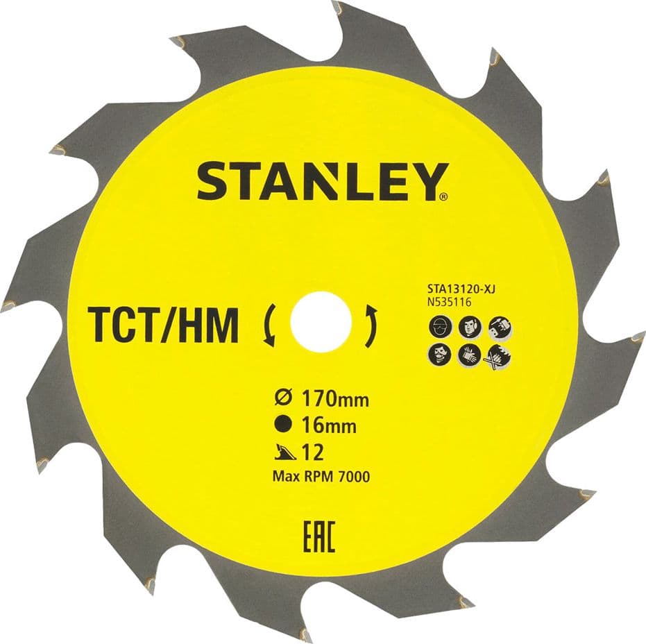 Lama per Sega Circolare Foro 16 mm Stanley Denti Grandi Ø 170 mm
