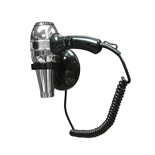 Asciugacapelli Professionale Phon da Parete a Muro Nero Cromato Nofer 02057 - 2
