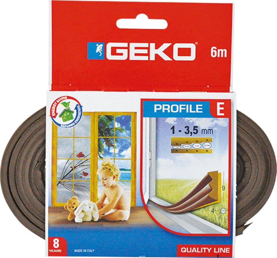 Parafreddo Geko Strip Gomma Porte e Marrone 12 Pezzi 9 mm 6 Mt