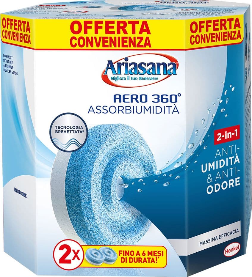 Ricarica Assorbiumidita Ariasana Aero 360° Bipac Bipack (2 X ) 450 Gr