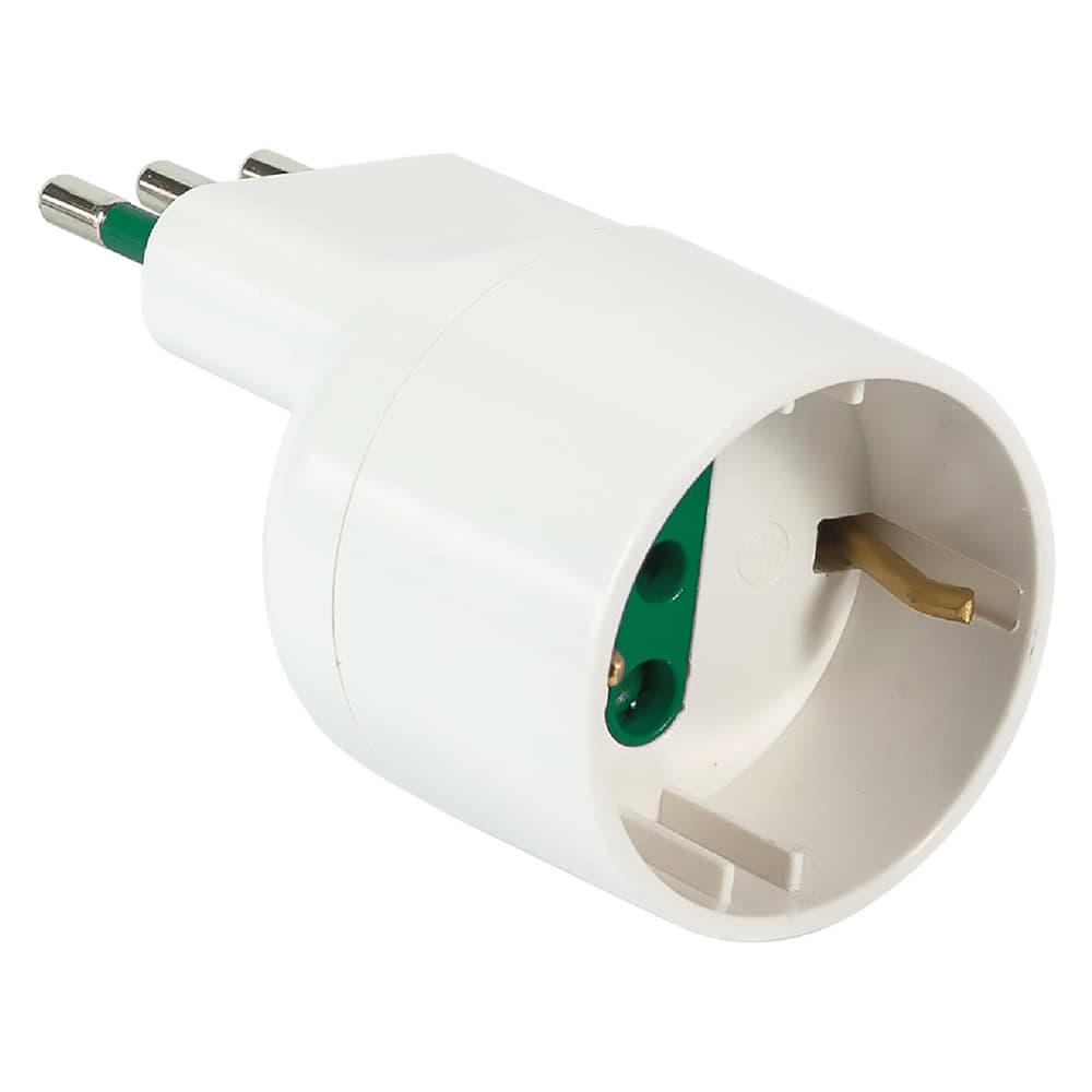Adattatore Singolo Spina Asimmetrica Spina 2P + T 10A Fanton Salvaspazio - 2