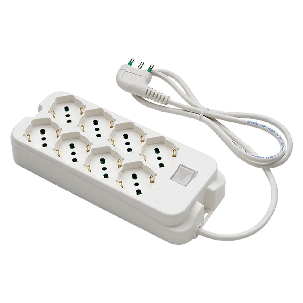Multipresa con Interruttore 8 Uscite Spina 2p+t 16a Fanton Bianca - 2