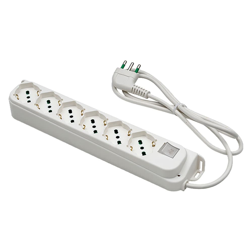 Multipresa con Interruttore 6 Uscite Spina 2p+t 16a Fanton Bianca
