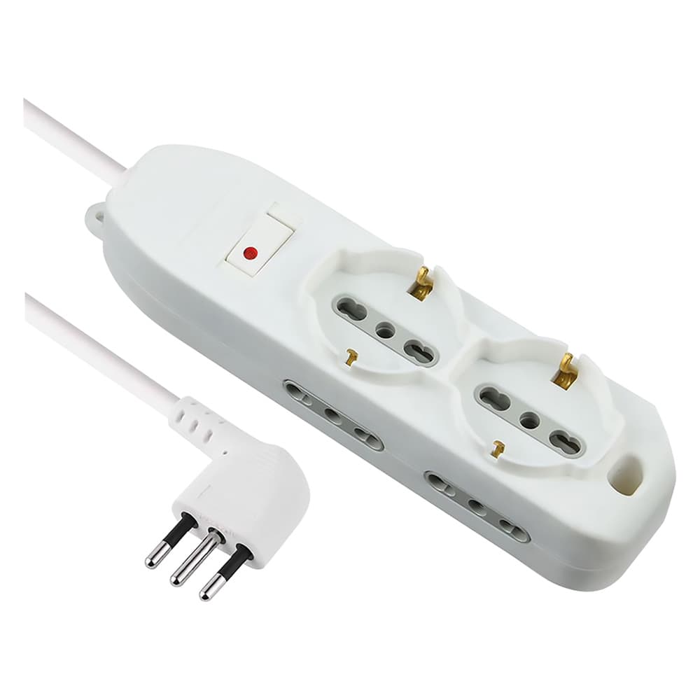 Multipresa con Interruttore 2 Schuko + 4 BIVAL.10 16A 62047 Electraline - 2