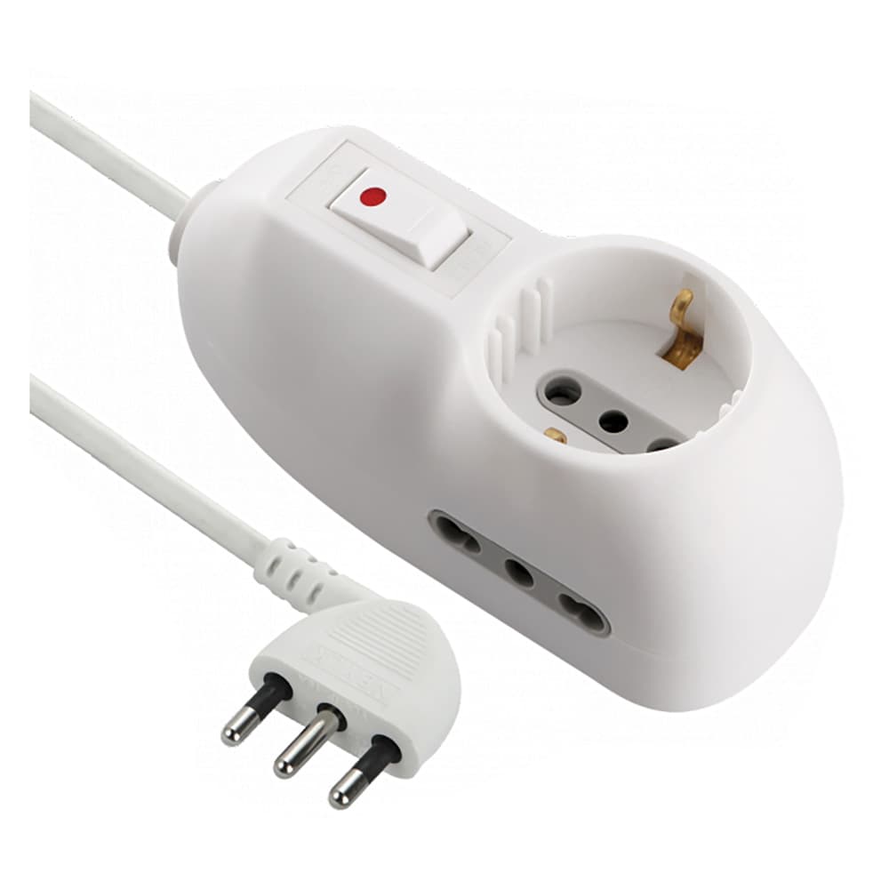 Multipresa con Interruttore 1 Schuko + 2 BIVAL.10 16A 62023 Electraline - 2