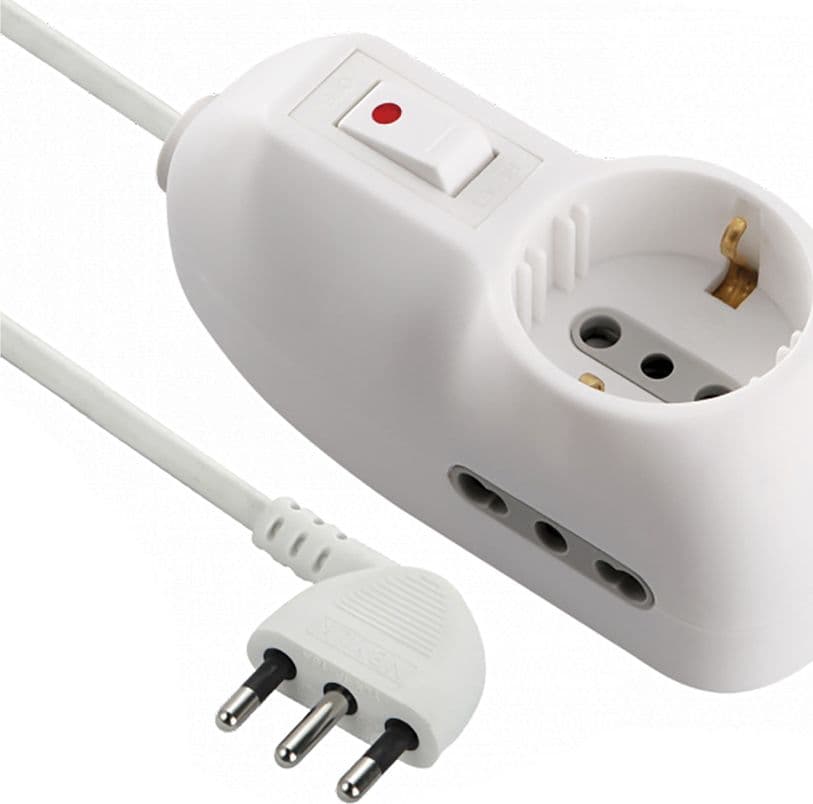 Multipresa con Interruttore 1 Schuko + 2 Bival.10 16a 62023 Electraline
