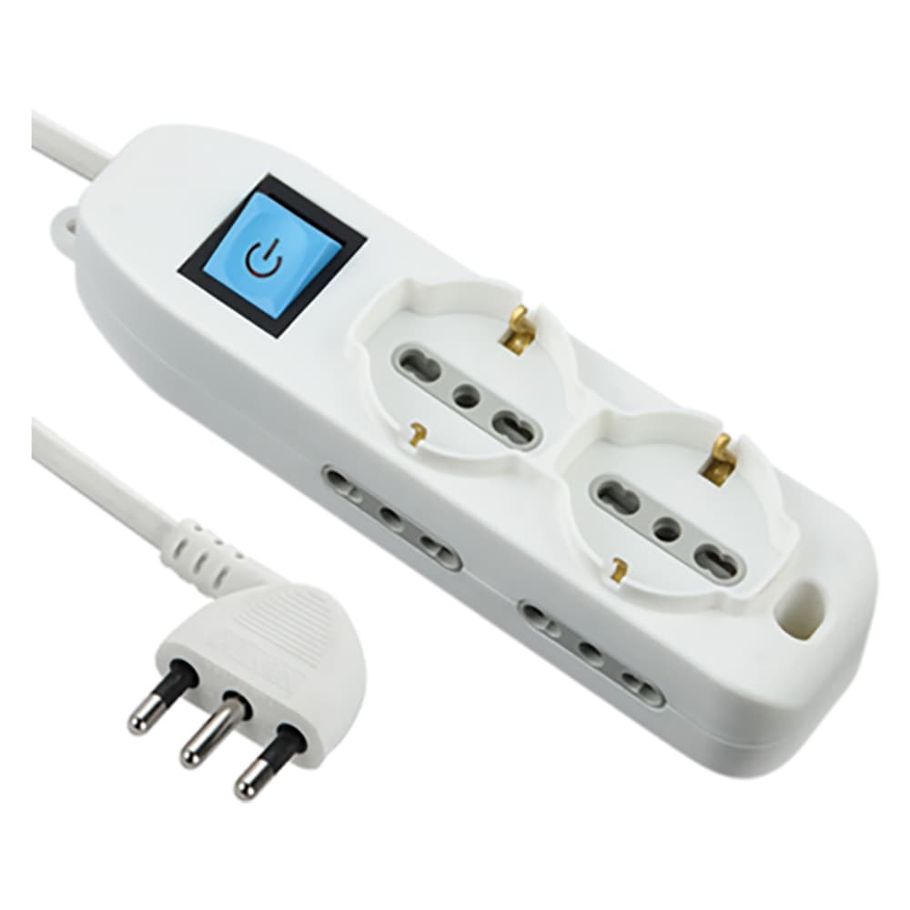 Multipresa con Interruttore 2 Schuko + 4 BIVAL.10 16A 62001 Electraline - 2