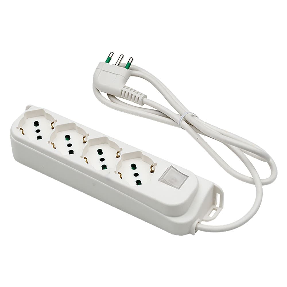 Multipresa con Interruttore 4 Uscite Spina 2p+t 16a Fanton Bianca