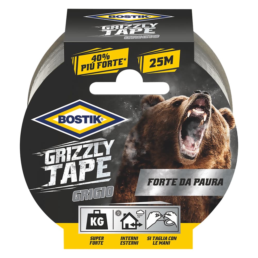 Nastro Telato Bostik Grizzly Tape Grigio 6 Rotolo 50 x 25 mt - 2