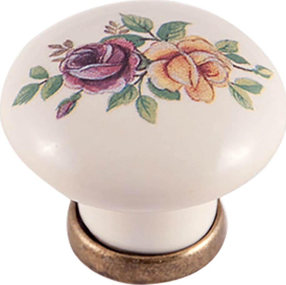 Pomolo per Mobili Tondo Base Ott.vecchio Fondo Avorio Decoro N 42 10 Pezzi – Autres