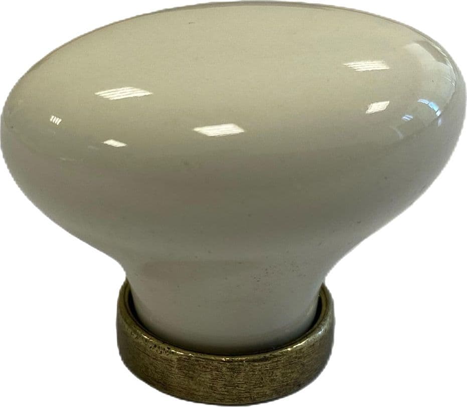Pomolo per Mobili Ovale Base Oro Luc. Fondo Bianco Decoro N 44 10 Pezzi - 2