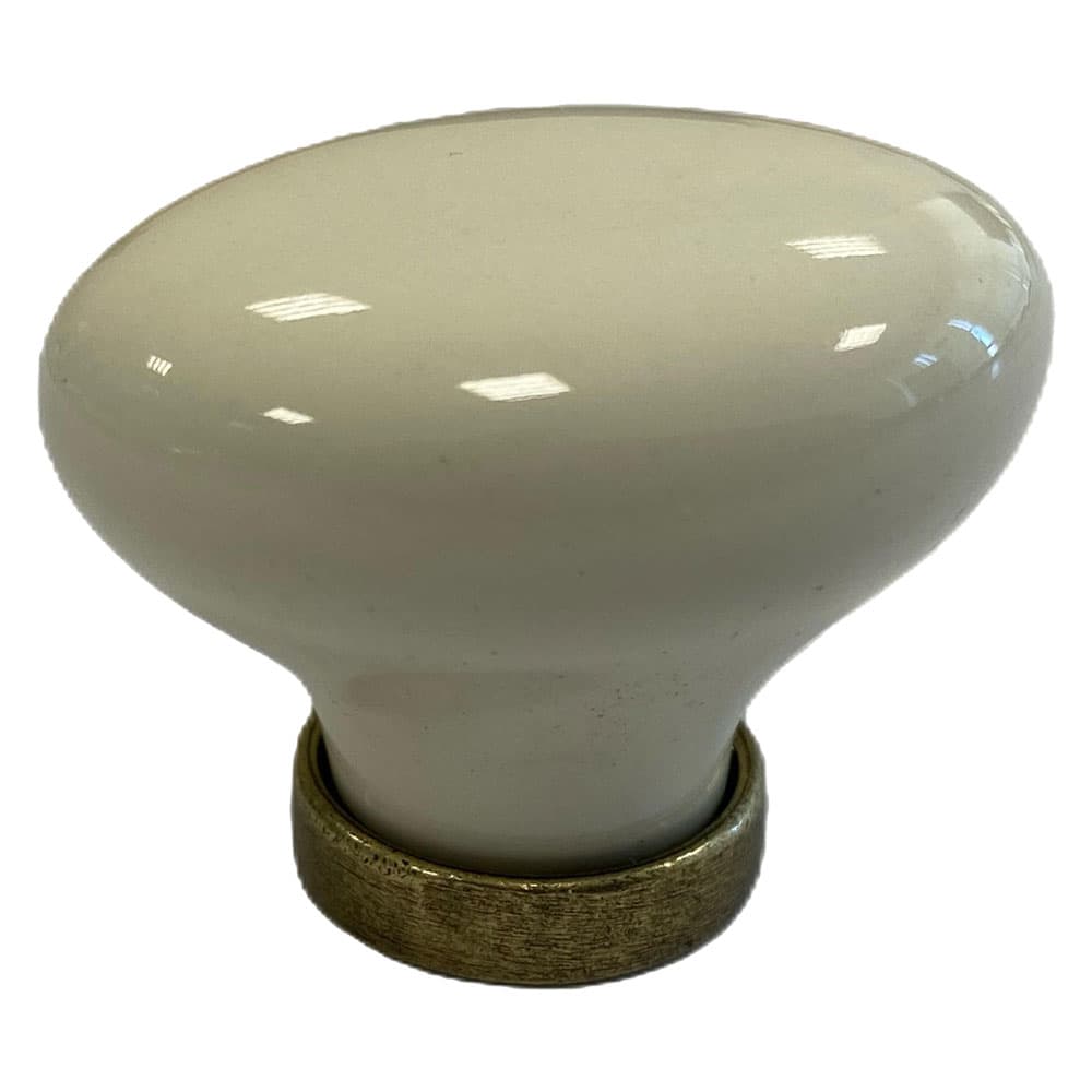 Pomolo per Mobili Ovale Base Oro Luc. Fondo Bianco Decoro N 44 10 Pezzi - 2