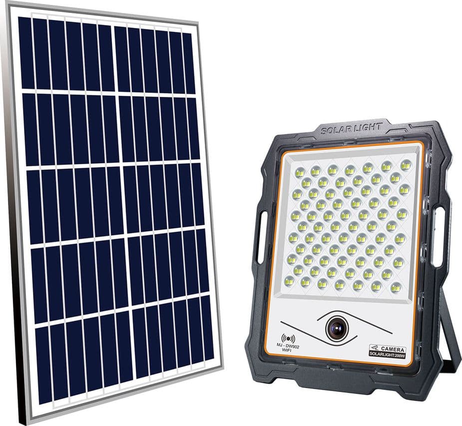Proiettore a Led con Telecamera e Pannello Solare Proxe 200w 20w) in Alluminio