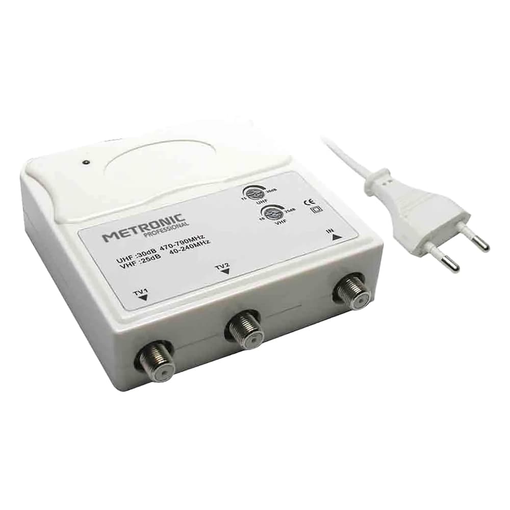 Amplificatore Interno 1 in 2 Out 1 Ingresso Uhf Vhf 2 Uscite Tv Metronic - 2