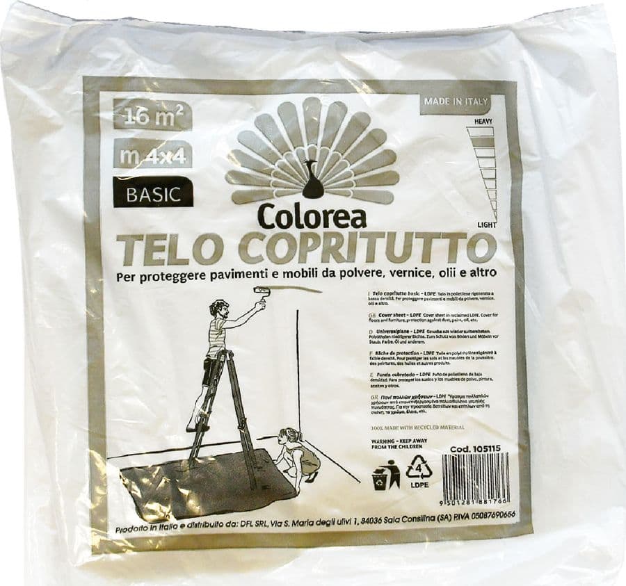 Telo Copritutto Multiuso Colorea 730 Gr Circa 25 Pezzi 4 X 4 Mt