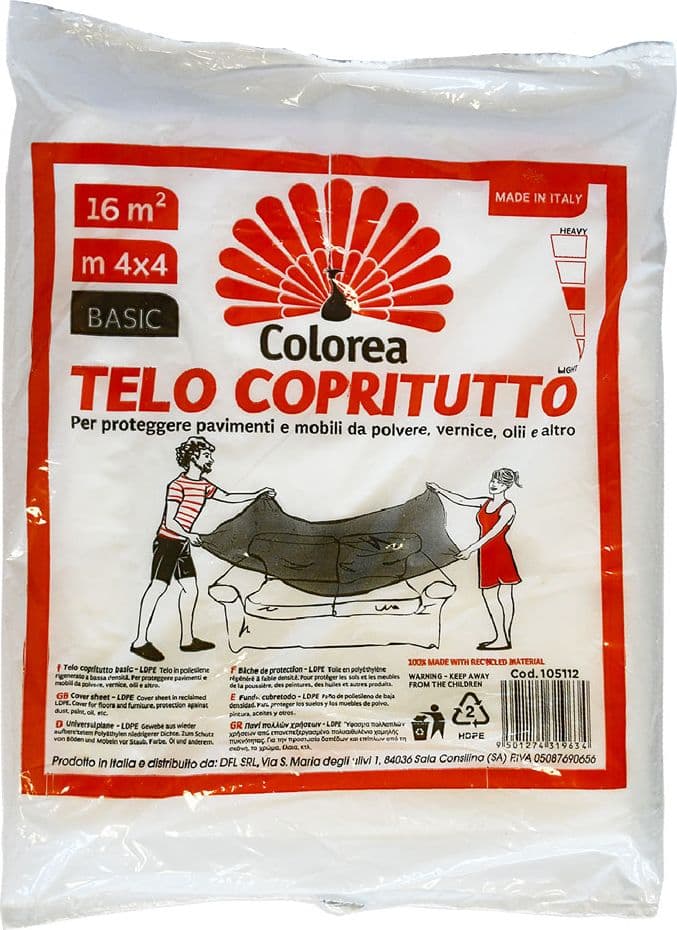 Telo Copritutto Multiuso Colorea 110 Gr Circa 60 Pezzi 4 X 4 Mt