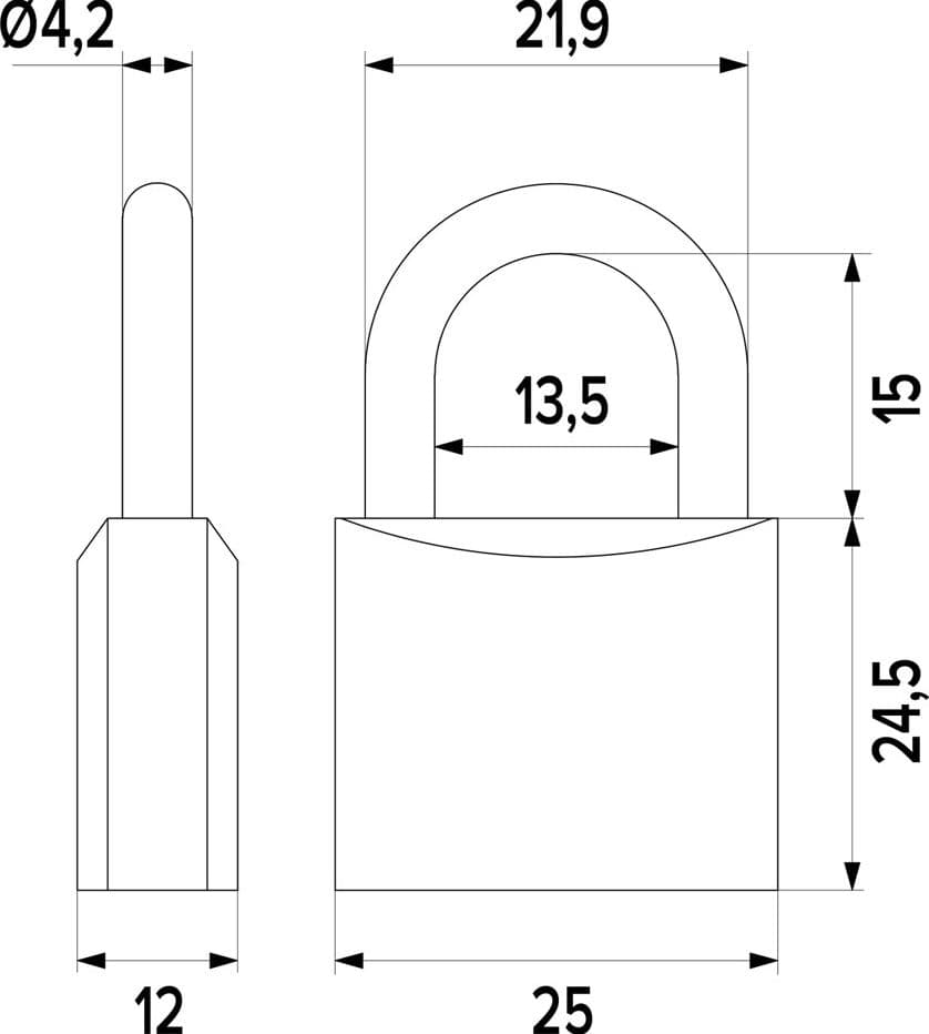 Lucchetto Rettangolare Iseo 10 Pezzi 25 mm – Iseo Serrature