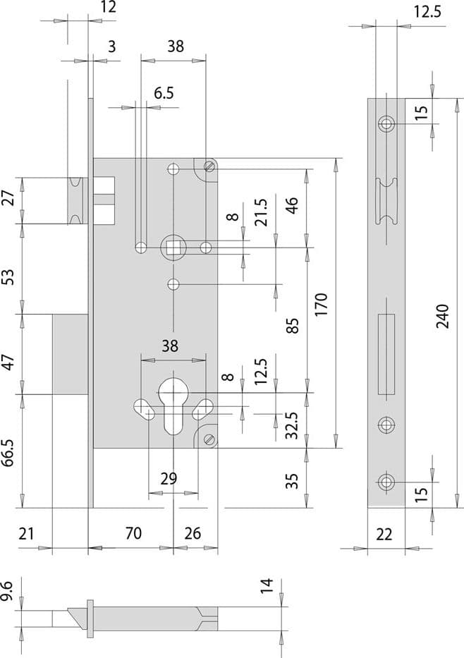 Serratura da Infilare per Cisa Legno Art 5c611 e 70 - 2