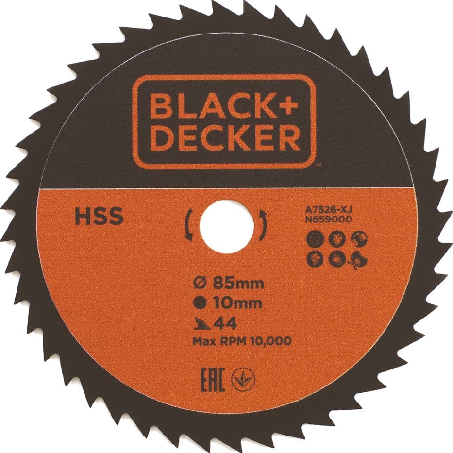 Lama Hss per Mini Sega Circolare Foro 10 mm 44 Denti Black Decker Ø 85 mm – Black&Decker