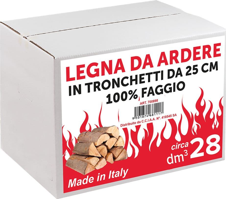 LEGNA DI FAGGIO DA ARDERE 28 decimetri cubi - in scatola  - KASART