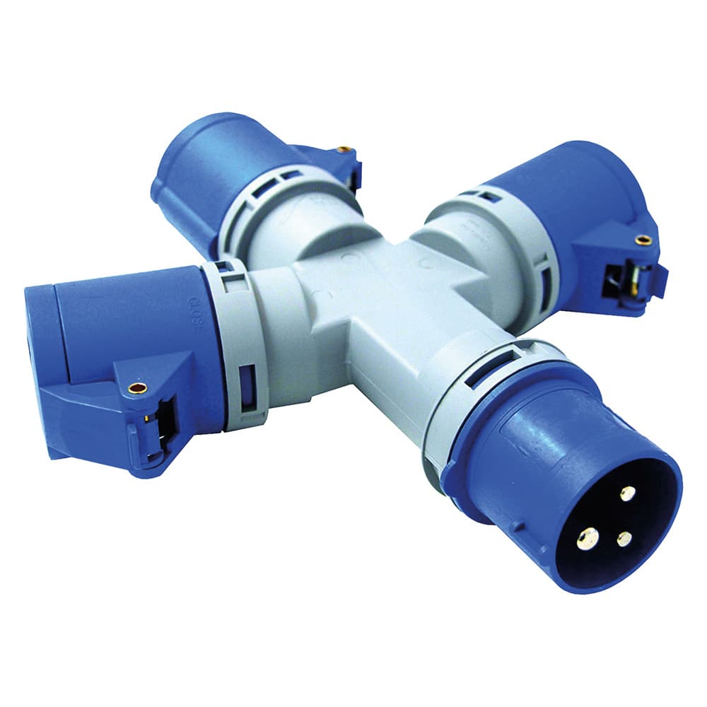 Adattatore Industriale Triplo Electraline Blu Art 80800 - 2