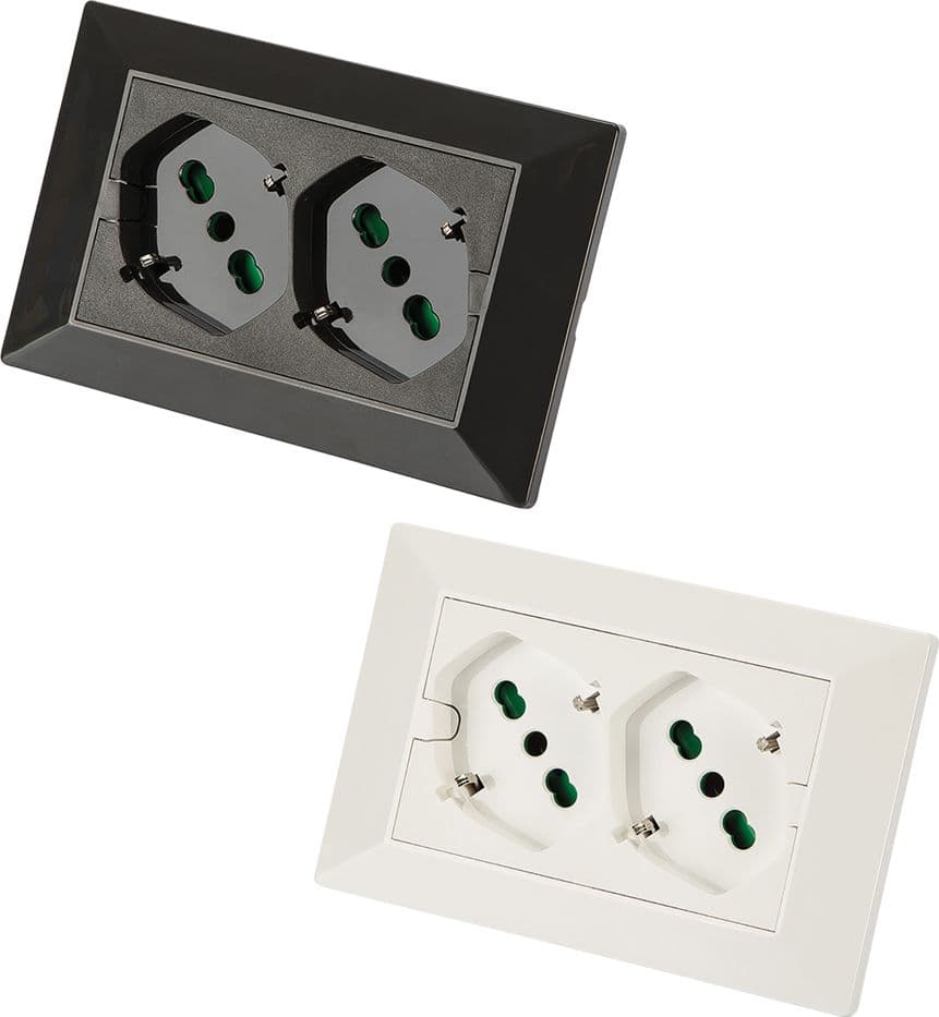 Doppia Presa Incasso per Scatola Serie Fanton Opera Plus Colore Bianco