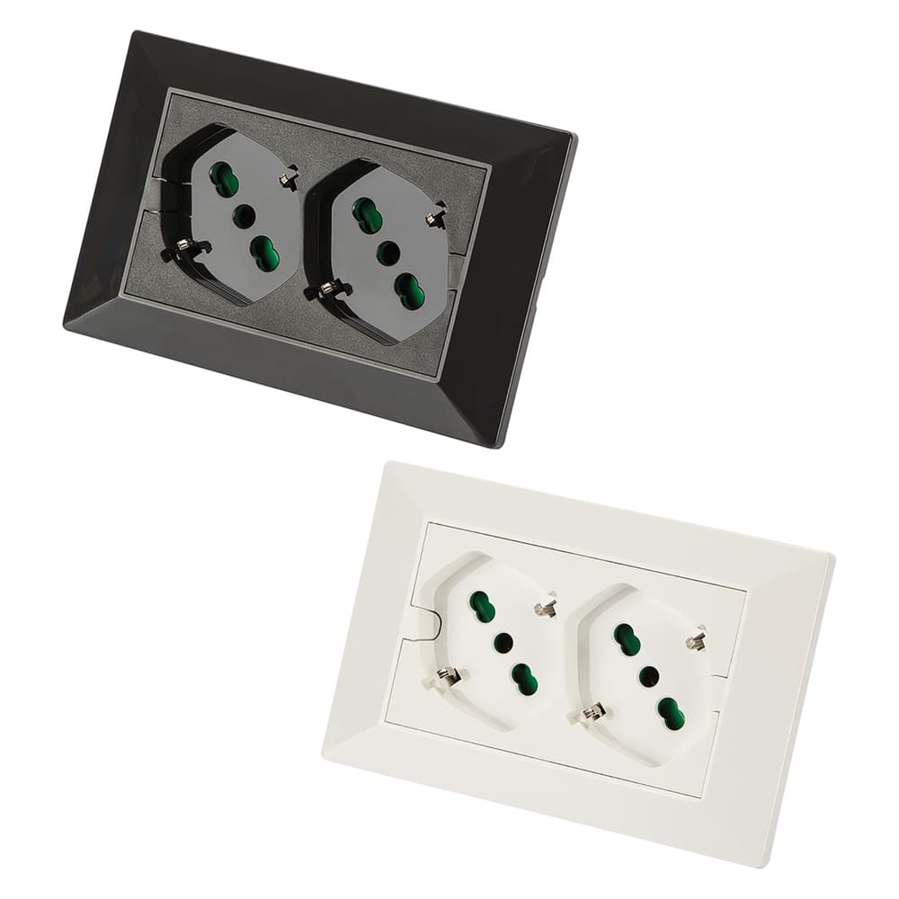 Doppia Presa Incasso per Scatola Serie Fanton Opera Plus Colore Bianco - 2