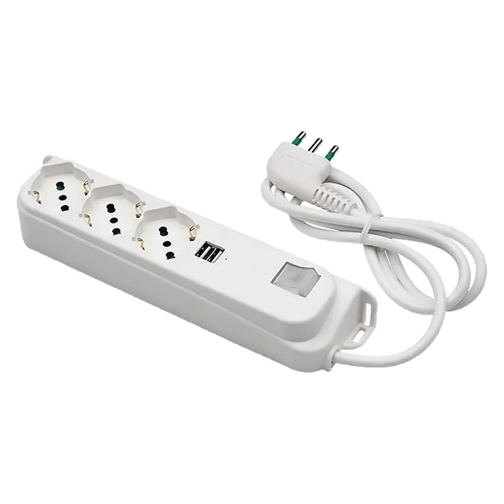 Multipresa con Interruttore + USB 3 Usc. SP.2P+T 16A + 2 USB 2,1A Fanton - 2