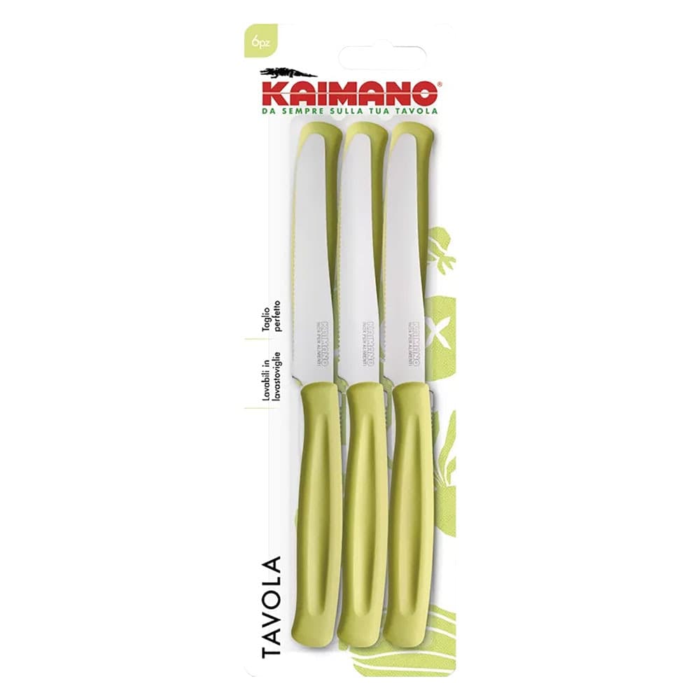 Coltello da Tavola Seghettato Manico Kaimano Verde in Acciaio Inox