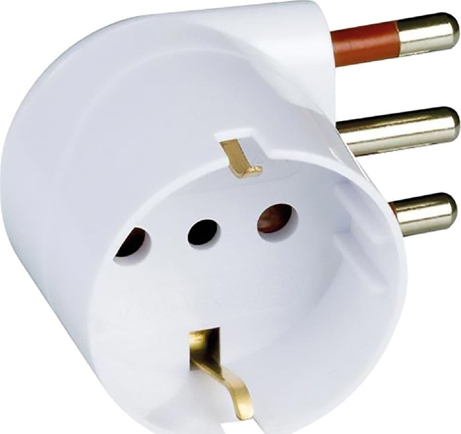 Adattatore Singolo Spina 90° 2p + T 10a Rosi Salvaspazio
