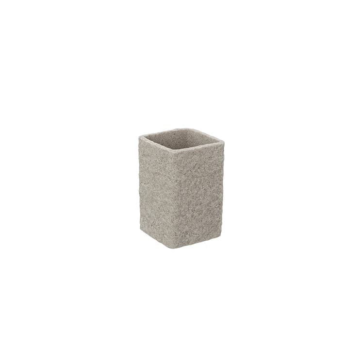 Porta Spazzolino Bagno in Poliresina Beige Effetto Pietra Linea Sabbia - 2