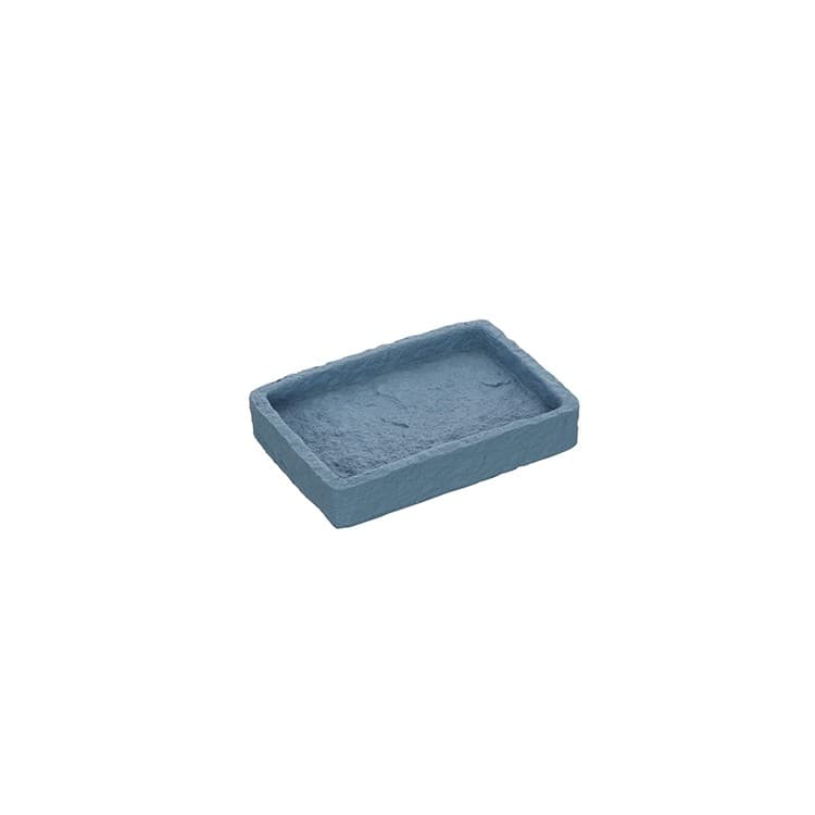 Porta Sapone Bagno in Poliresina Blu Pastello Effetto Pietra Linea Sabbia - 2