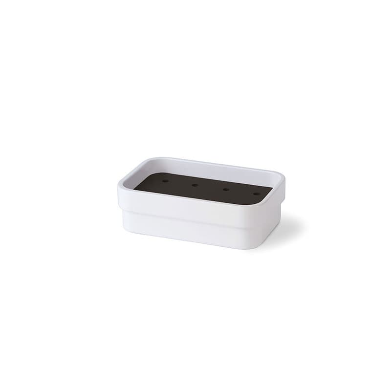 Portasapone in Melammina Saeta Samo Bianco Nero 130 mm x 85 x 60 - 2