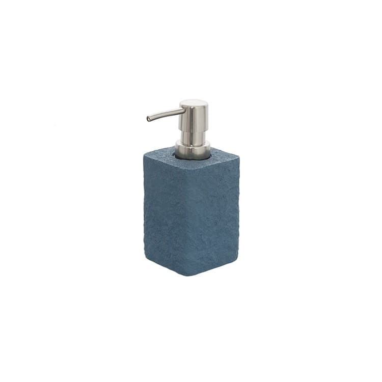 Dispenser Sapone Bagno in Poliresina Blu Pastello Effetto Pietra Linea - 2