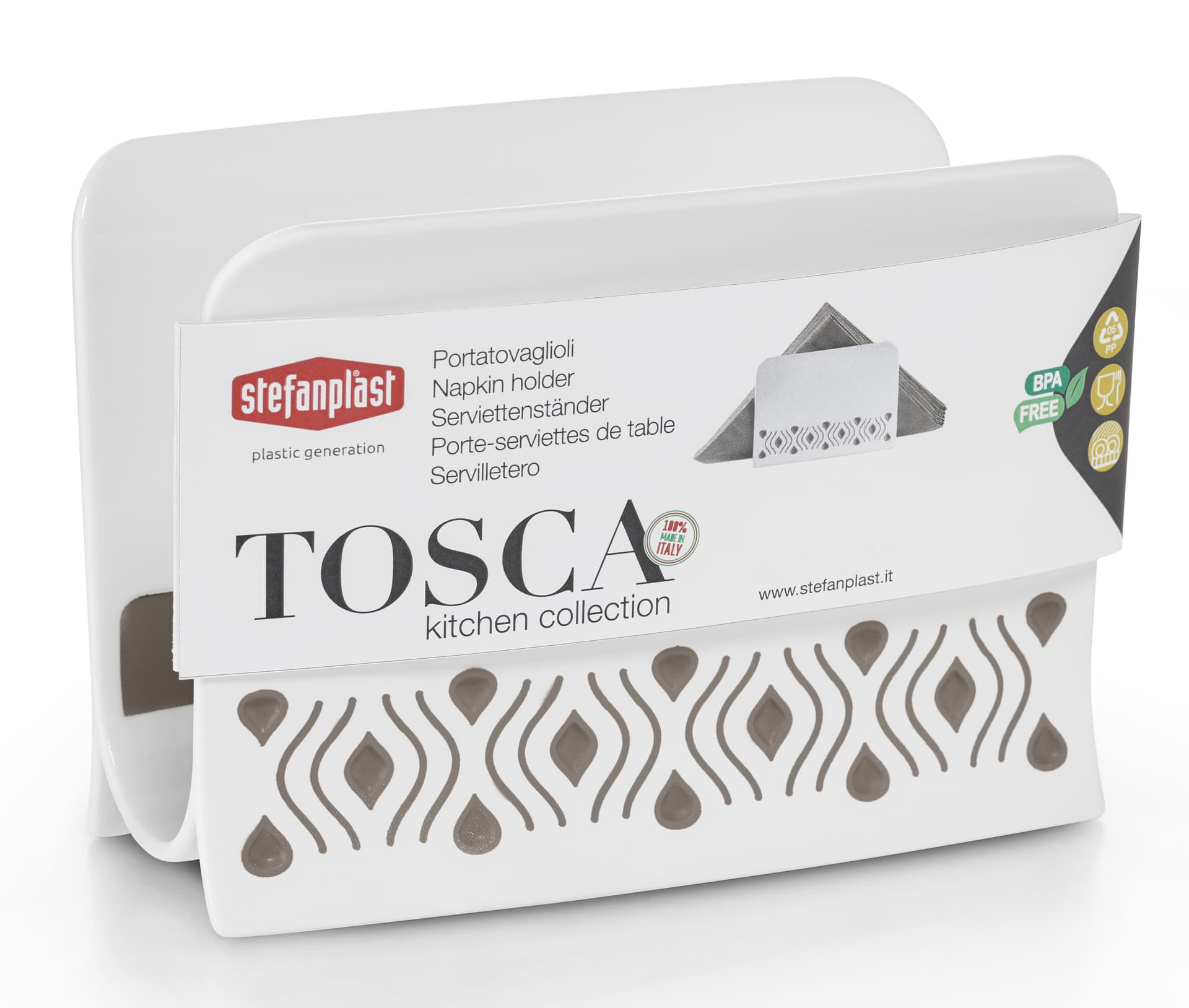 Portatovaglioli Tosca Bianco Tortora Chiaro Stefanplast - 2
