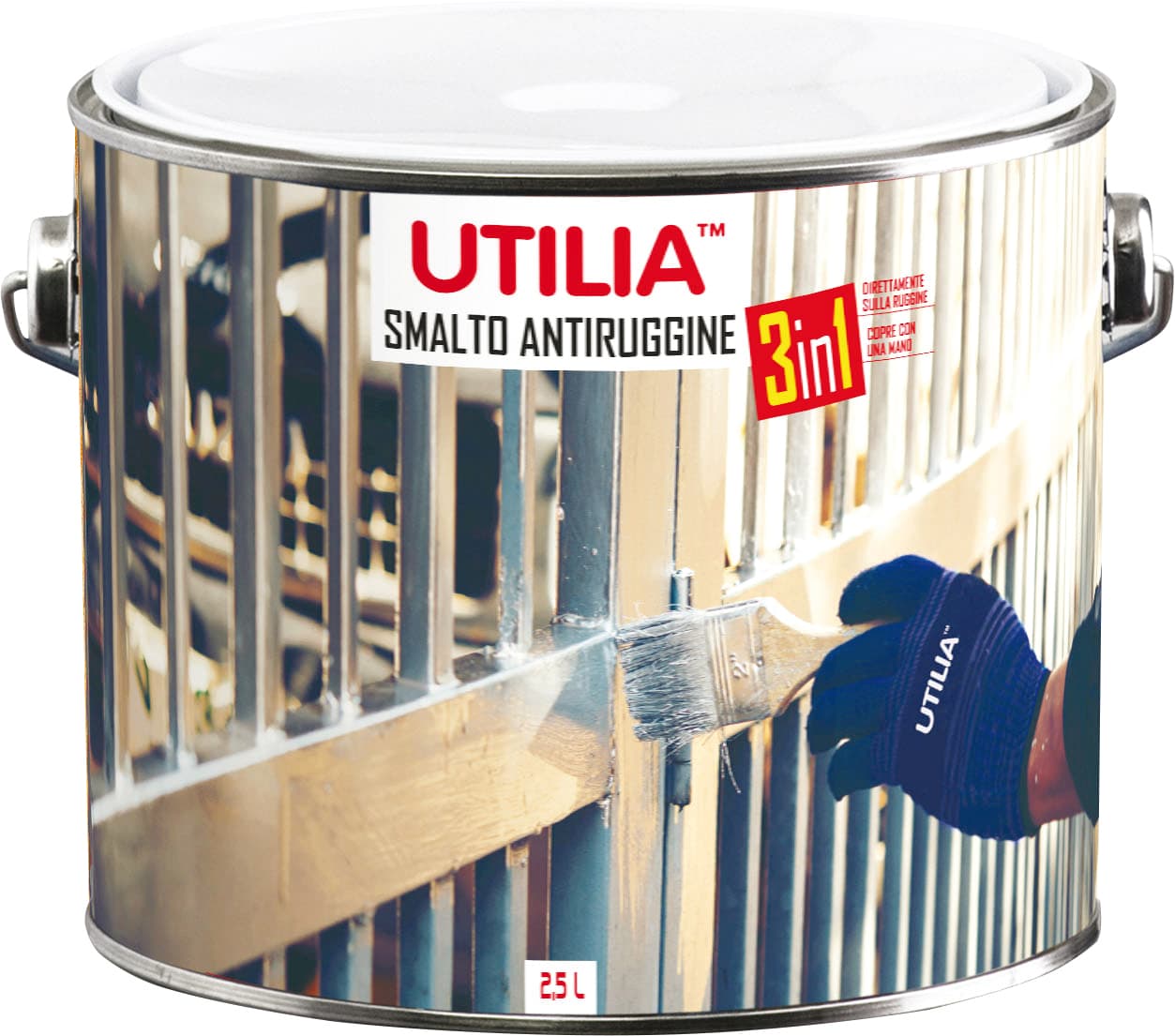 Smalto Antiruggine L 2 5 Nero Opaco 2 Pezzi Utilia - 2