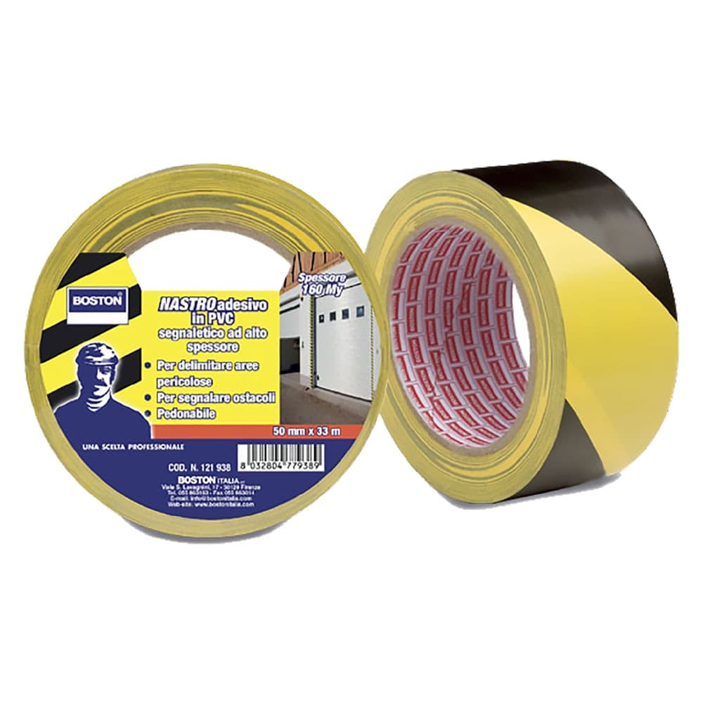 Nastro Segnaletico Adesivo Boston Giallo Nero in PVC