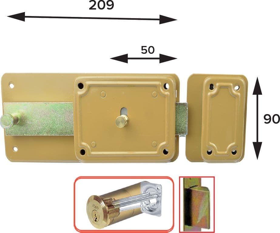 Serratura Ferroglietto P50 5 Mand.e50 Dx Scroc.45° Incorp Ff P Cs 2 Pezzi