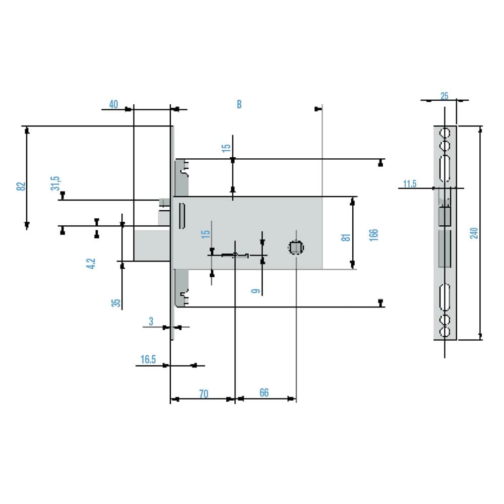 Serratura Elettrica Doppia Mappa e 70 Fr. 3 Punti Chiusura Nuova Feb in Acciaio Inox 25 mm