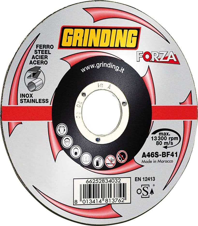 MOLA ABRASIVA PER INOX/FERRO ø 115 x 1 - box 50 pz + 5 omaggio  - FORZA GRINDING - 2