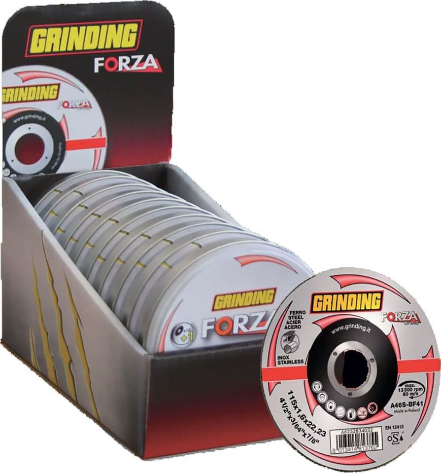 Mola Abrasiva per Forza Grinding Inox Ferro Box + 5 50 Pezzi Ø 115 X 1